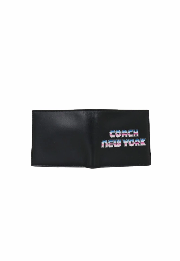 Coach Double Billfold C3412 With New York Graphic Wallet In Black
