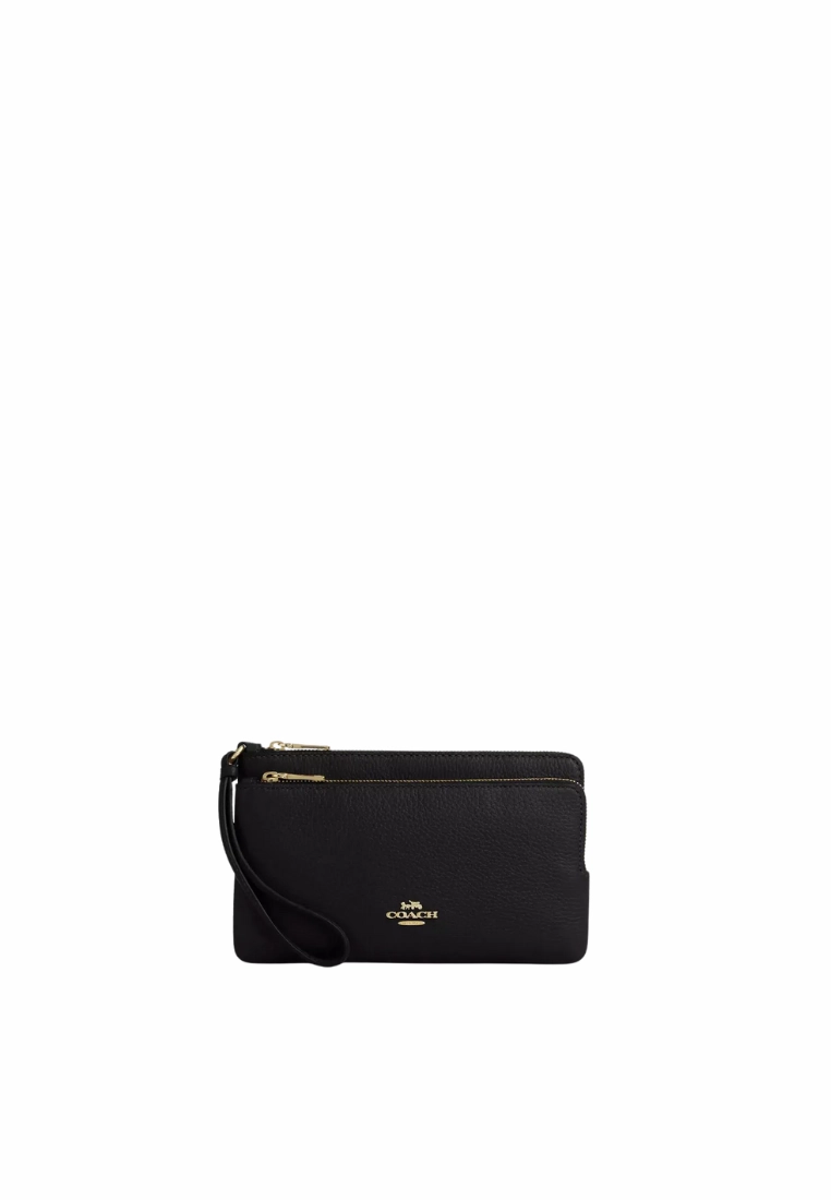 Coach Double Zip Wristlet In Black CU919