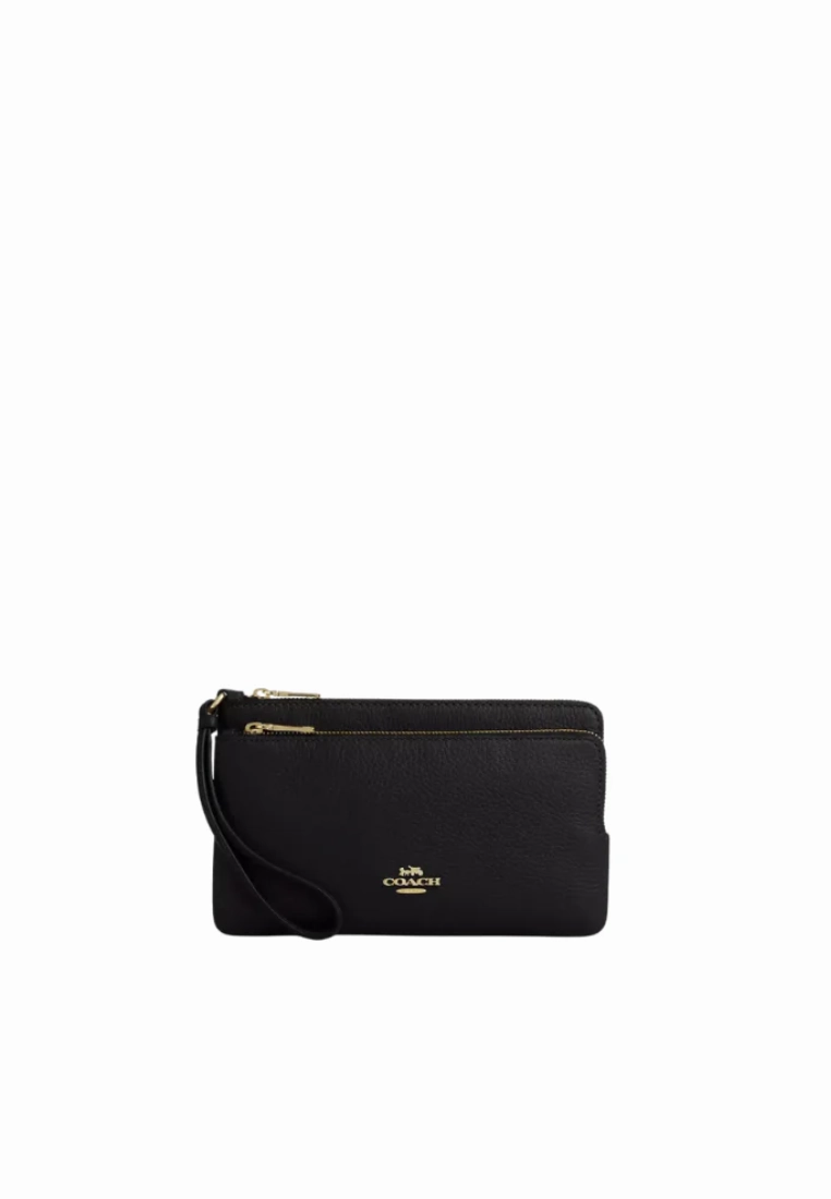 Coach Double Zip Wristlet In Black CU919