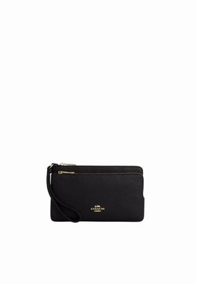 Coach Double Zip Wristlet In Black CU919
