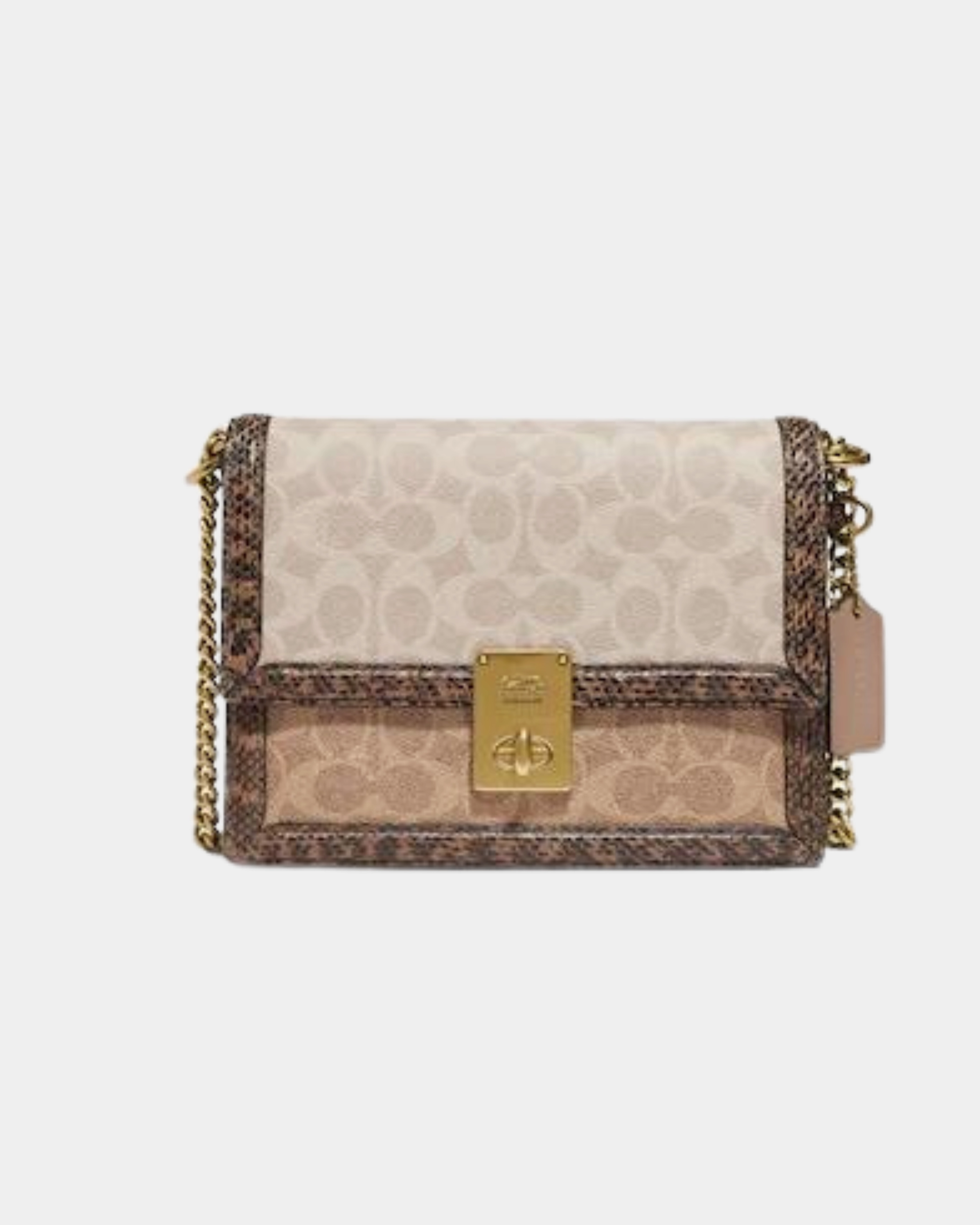 COACH HUTTON SHOULDER BAG IN BLOCKED SIGNATURE CANVAS WITH SNAKESKIN DETAIL