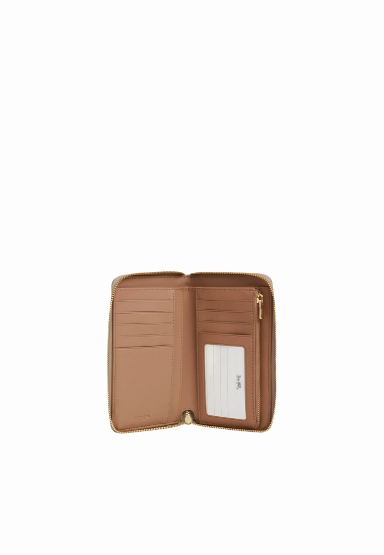 Coach Medium ID Zip Wallet Signature In Sand Chalk CW781