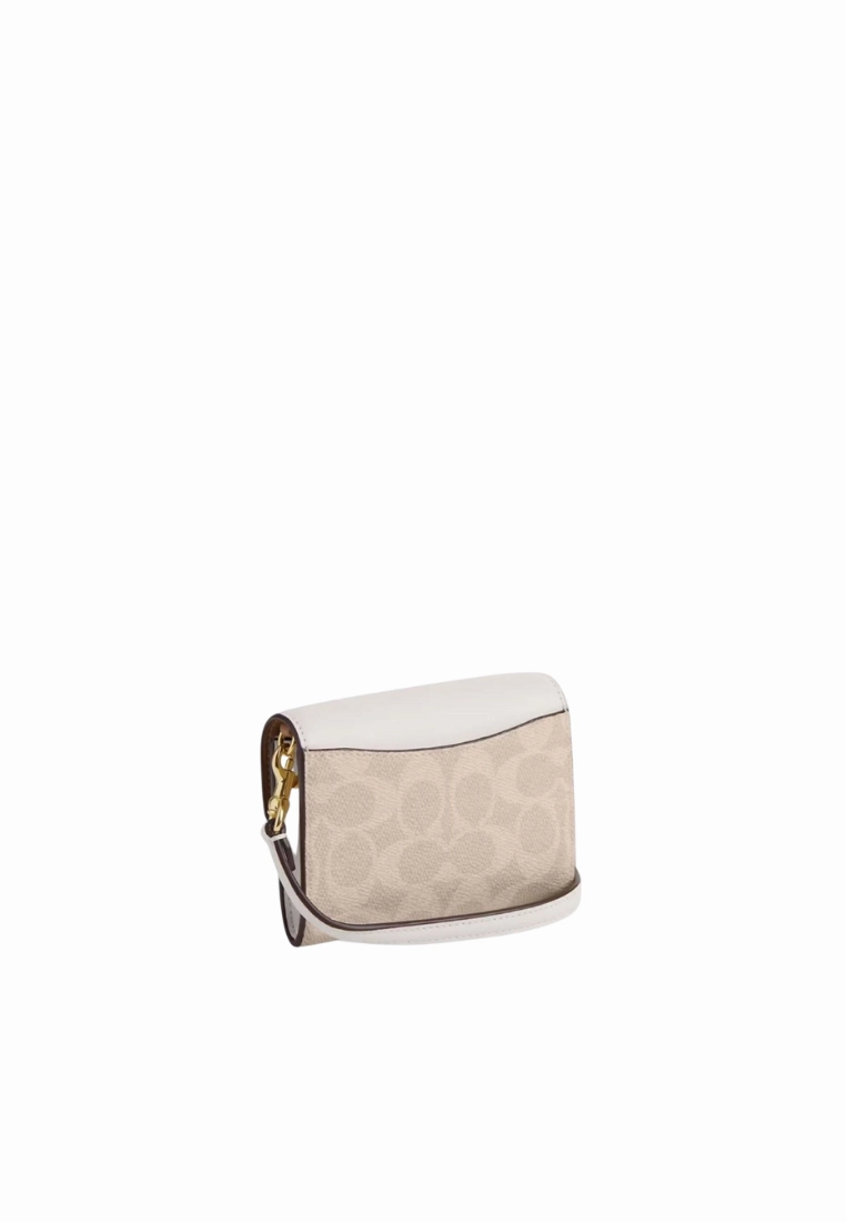 Coach Mini Envelope Wallet With Strap Signature Canvas In Sand Chalk CX162