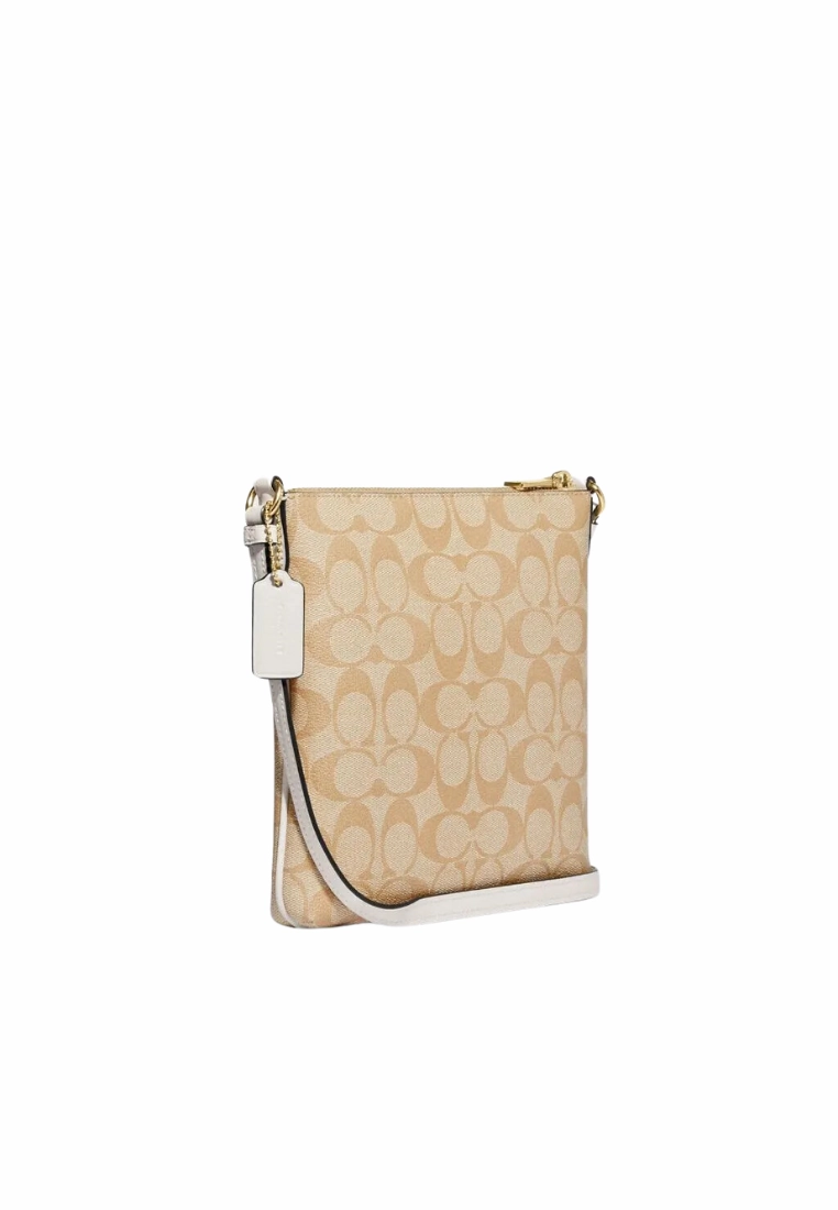 Coach Mini Rowan File Bag CF340 With Signature Canvas In Light Khaki Chalk