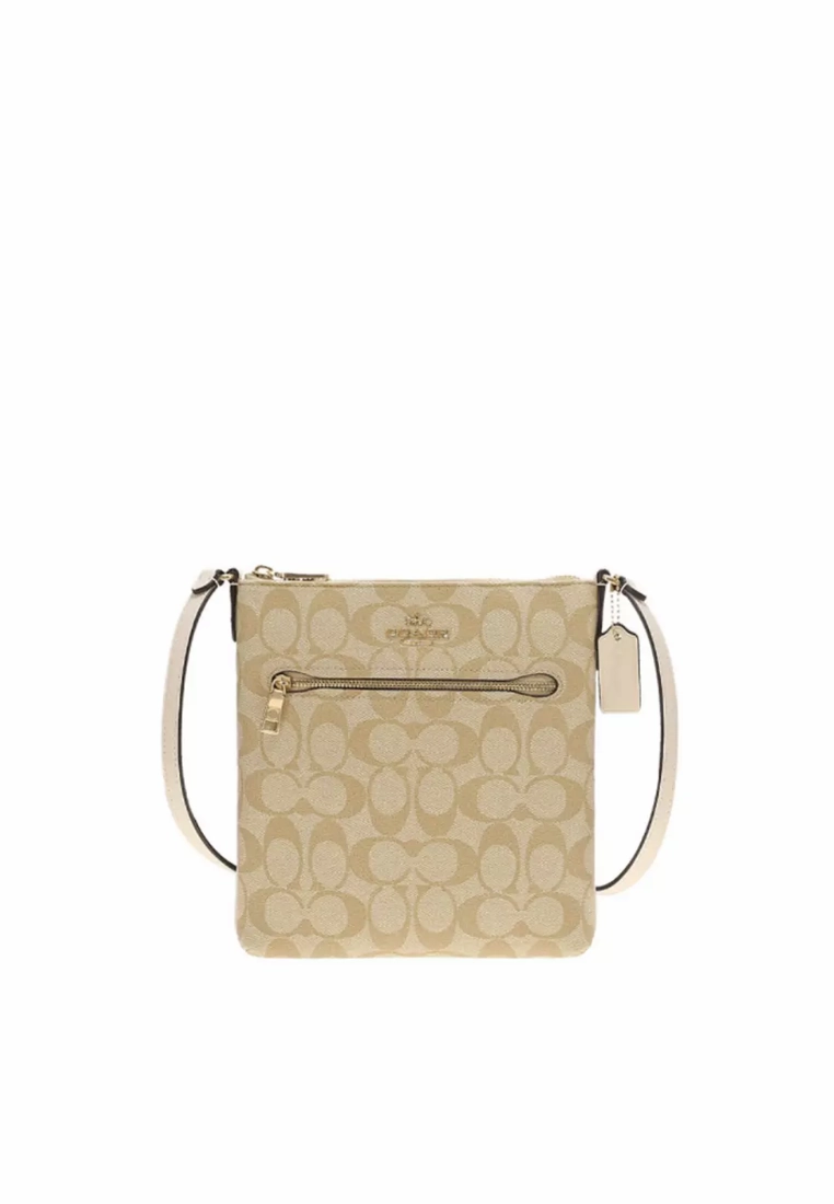 Coach Mini Rowan File Bag In Signature Canvas In Light Khaki Chalk CS182