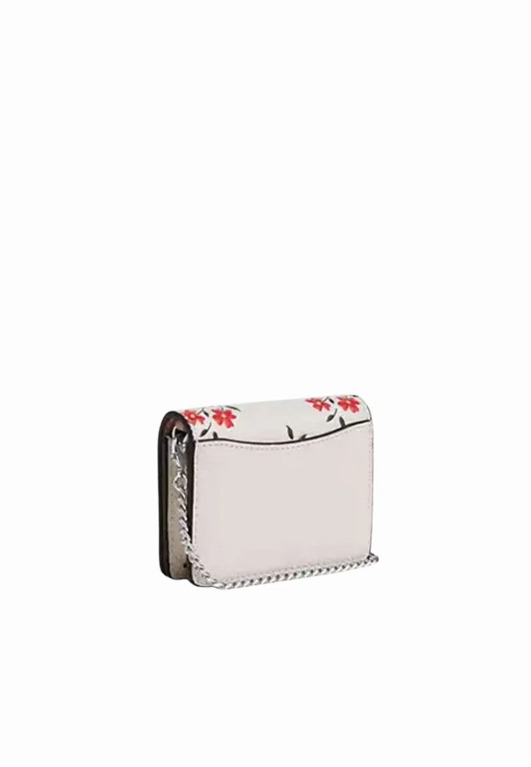 Coach Mini Wallet On A Chain Wallet With Floral Print In Chalk Multi CU005
