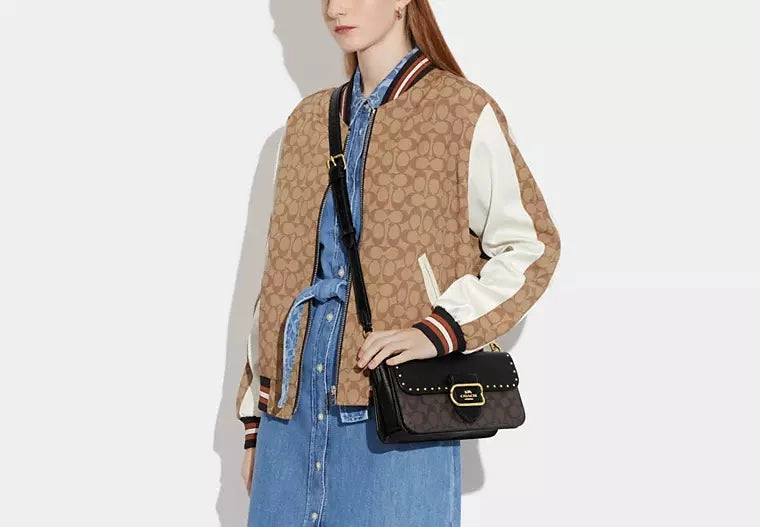 Coach Morgan Shoulder Bag In Colorblock Signature Canvas With Rivets