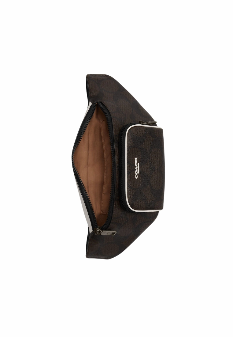 Coach Racer Belt Bag Blocked Signature Canvas In Walnut CY776