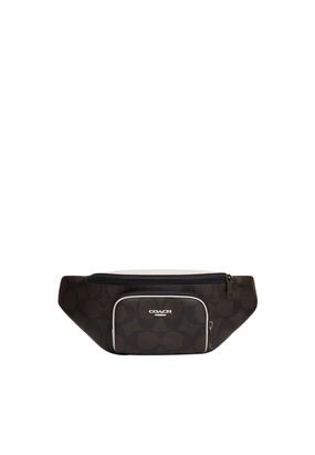 Coach Racer Belt Bag Blocked Signature Canvas In Walnut CY776