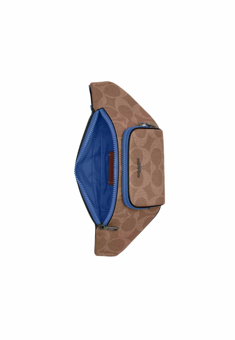 Coach Racer Belt Bag In Blocked Signature Canvas In Pacific Bright Mineral CY776