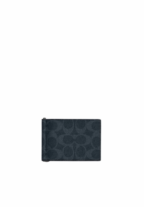 Coach Slim Money Clip Billfold Wallet Signature In Denim CY059