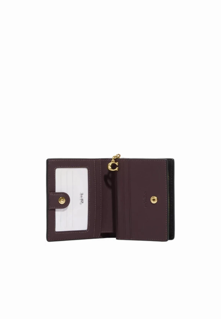 Coach Snap Wallet With Crocodile-Embossed leather In Black C6092