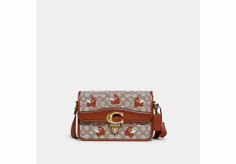 Coach Studio Shoulder Bag In Signature Jacquard With Fox Motif