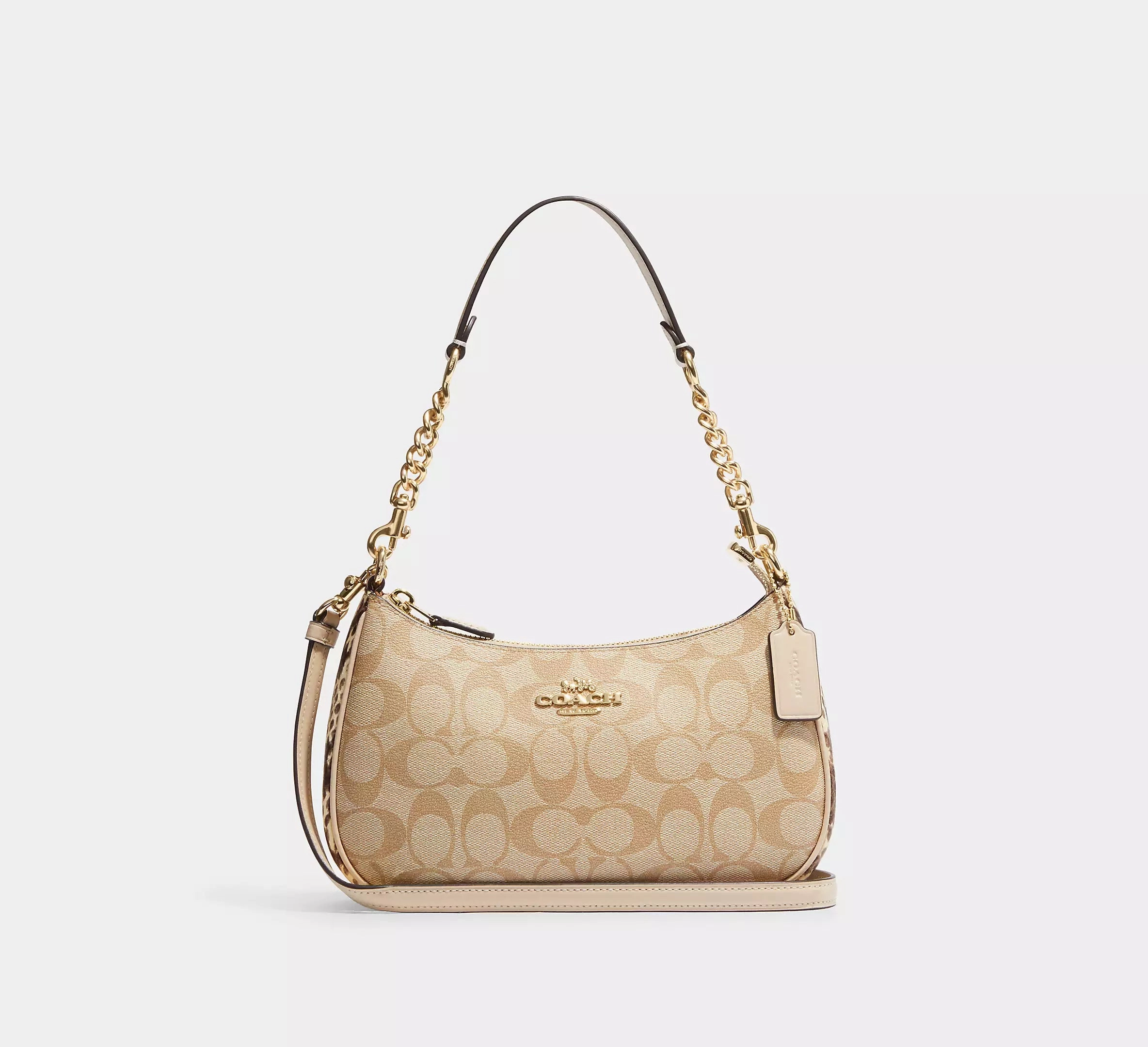 Coach Teri Shoulder Bag In Signature Canvas Gold/Light Khaki Multi