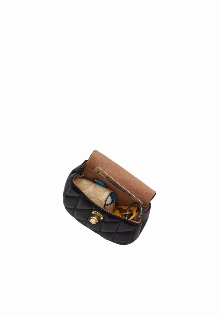 Coach Turnlock Card Case Crocodile Embossed In Black CZ425