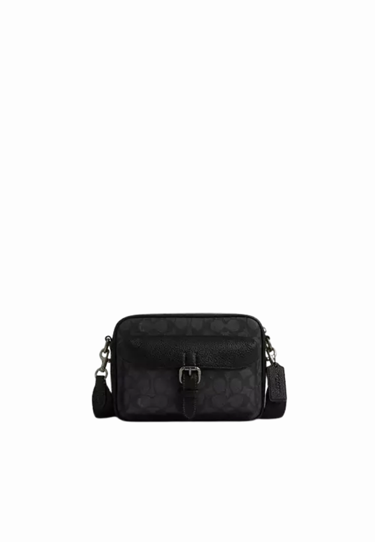 Coach Warner Crossbody Bag Signature Canvas In Charcoal Black CW217