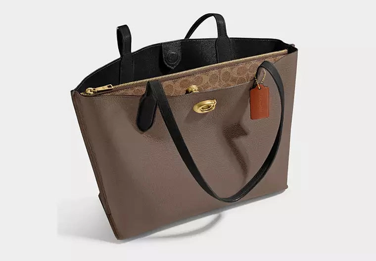 Coach Willow Tote Bag In Colorblock With Signature Canvas Interior