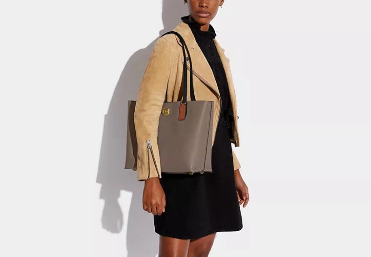 Coach Willow Tote Bag In Colorblock With Signature Canvas Interior
