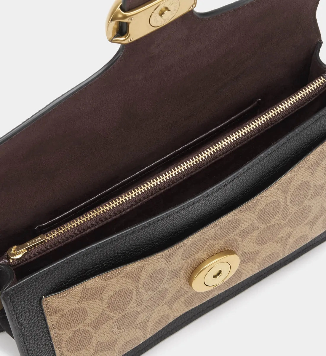 Coach Women's Coated Canvas Signature Tabby Shoulder Bag 26 - Tan Black