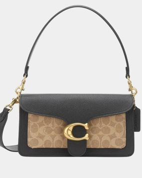 Coach Women's Coated Canvas Signature Tabby Shoulder Bag 26 - Tan Black