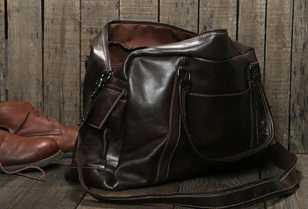 Cool Leather mens Travel bag Duffle Bag Weekender Bag Overnight Bag shoulder bags
