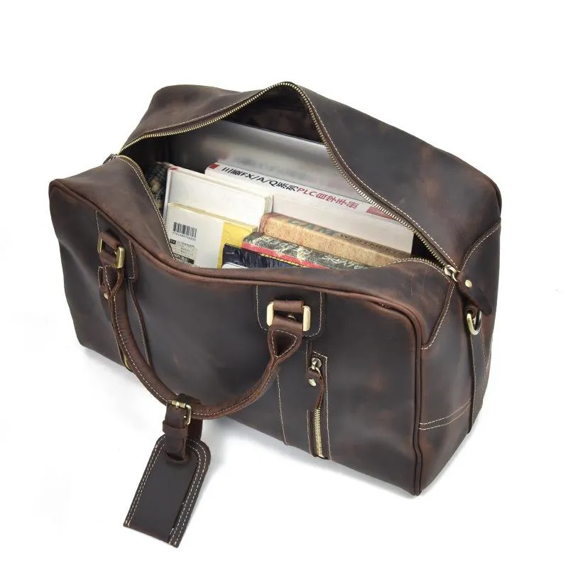 Cool Leather Mens Weekender Bags Travel Bags Duffle Bags Holdall Bags for men