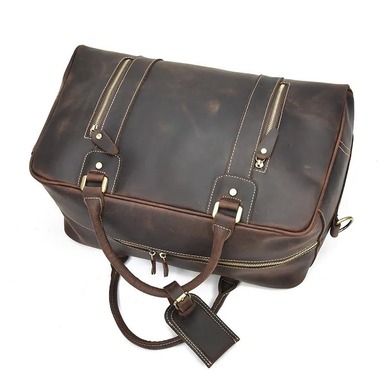 Cool Leather Mens Weekender Bags Travel Bags Duffle Bags Holdall Bags for men