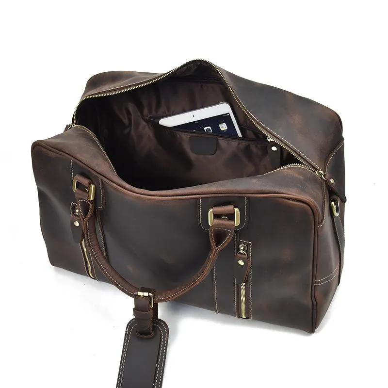 Cool Leather Mens Weekender Bags Travel Bags Duffle Bags Holdall Bags for men