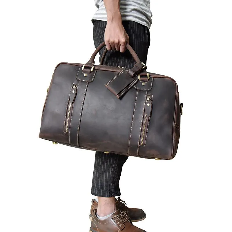 Cool Leather Mens Weekender Bags Travel Bags Duffle Bags Holdall Bags for men