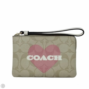 Corner Zip Wristlet In Signature Canvas With Heart Print Designer By Coach, Size: Medium