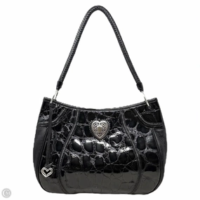 Croc Embossed Leather Hobo Bag By Brighton, Size: Large