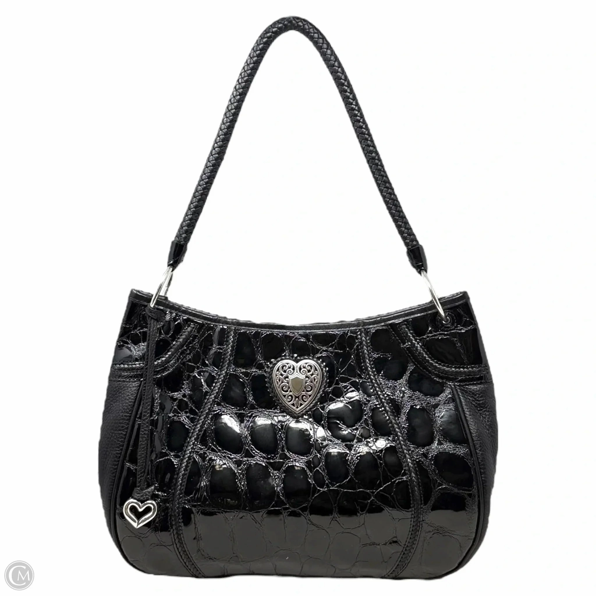 Croc Embossed Leather Hobo Bag By Brighton, Size: Large