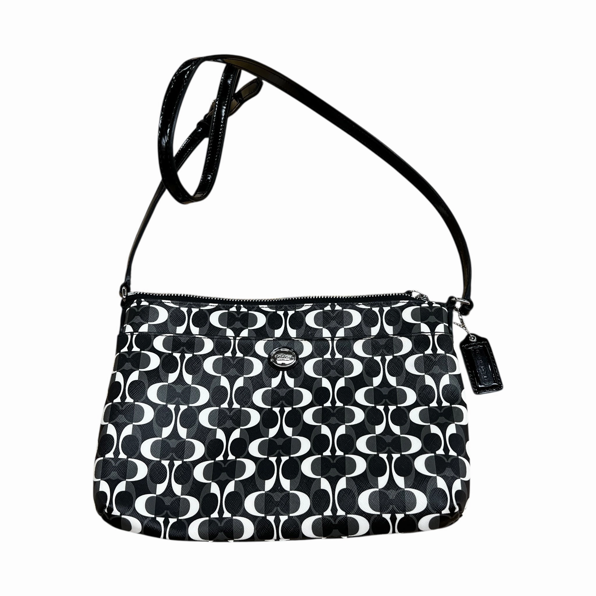 Crossbody Designer By Coach In Black & Cream, Size:Small