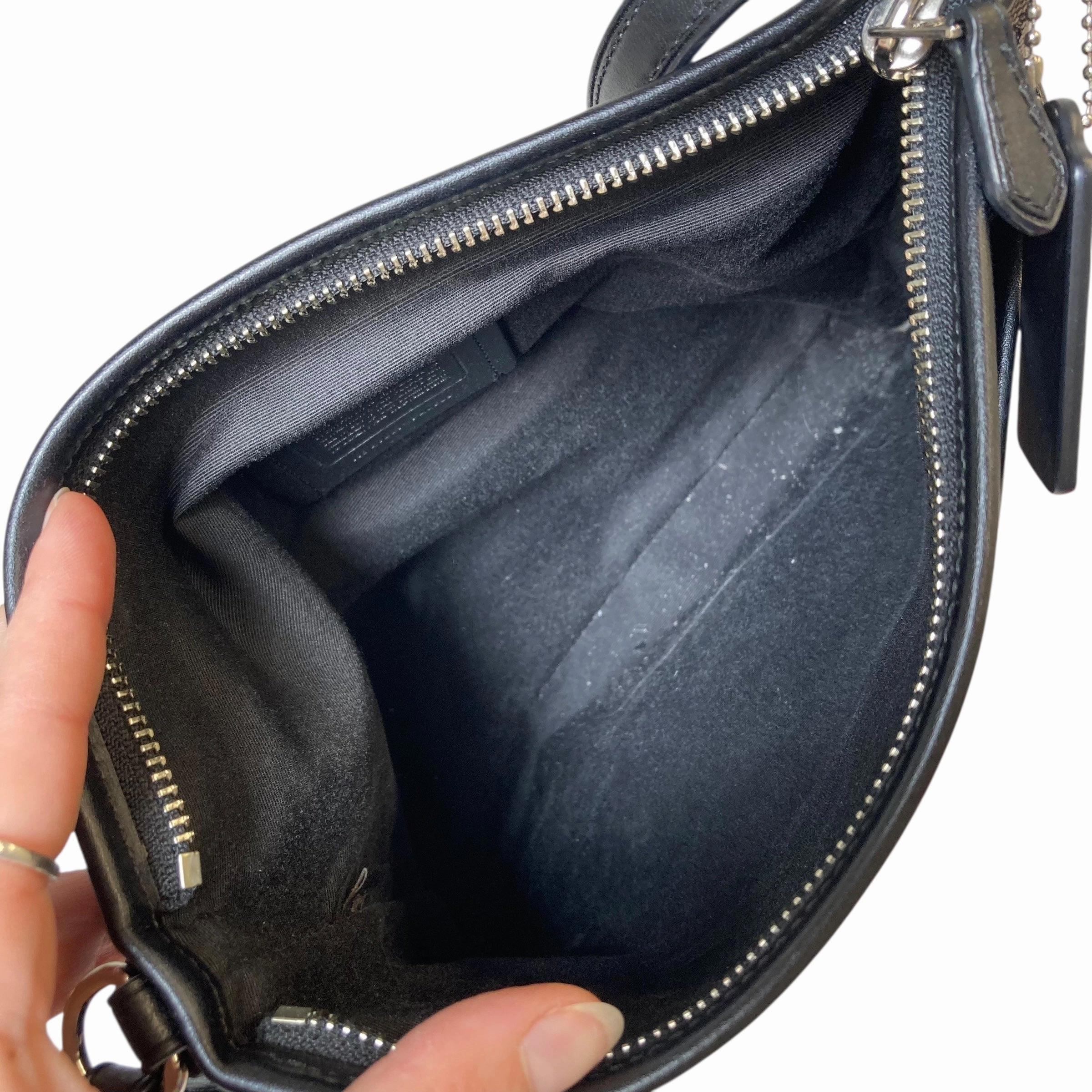 Crossbody Designer By Coach In Black & Grey, Size:Medium