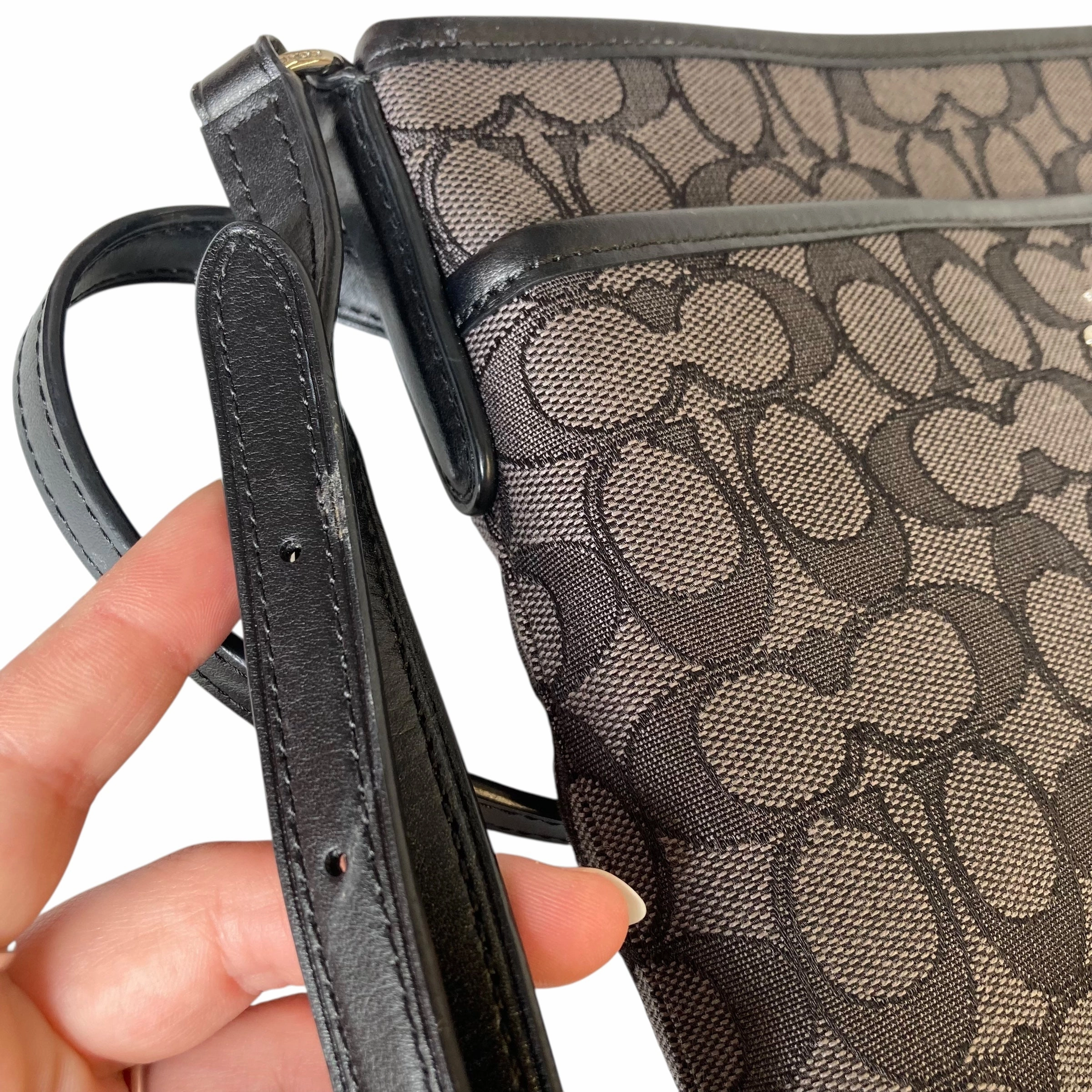 Crossbody Designer By Coach In Black & Grey, Size:Medium
