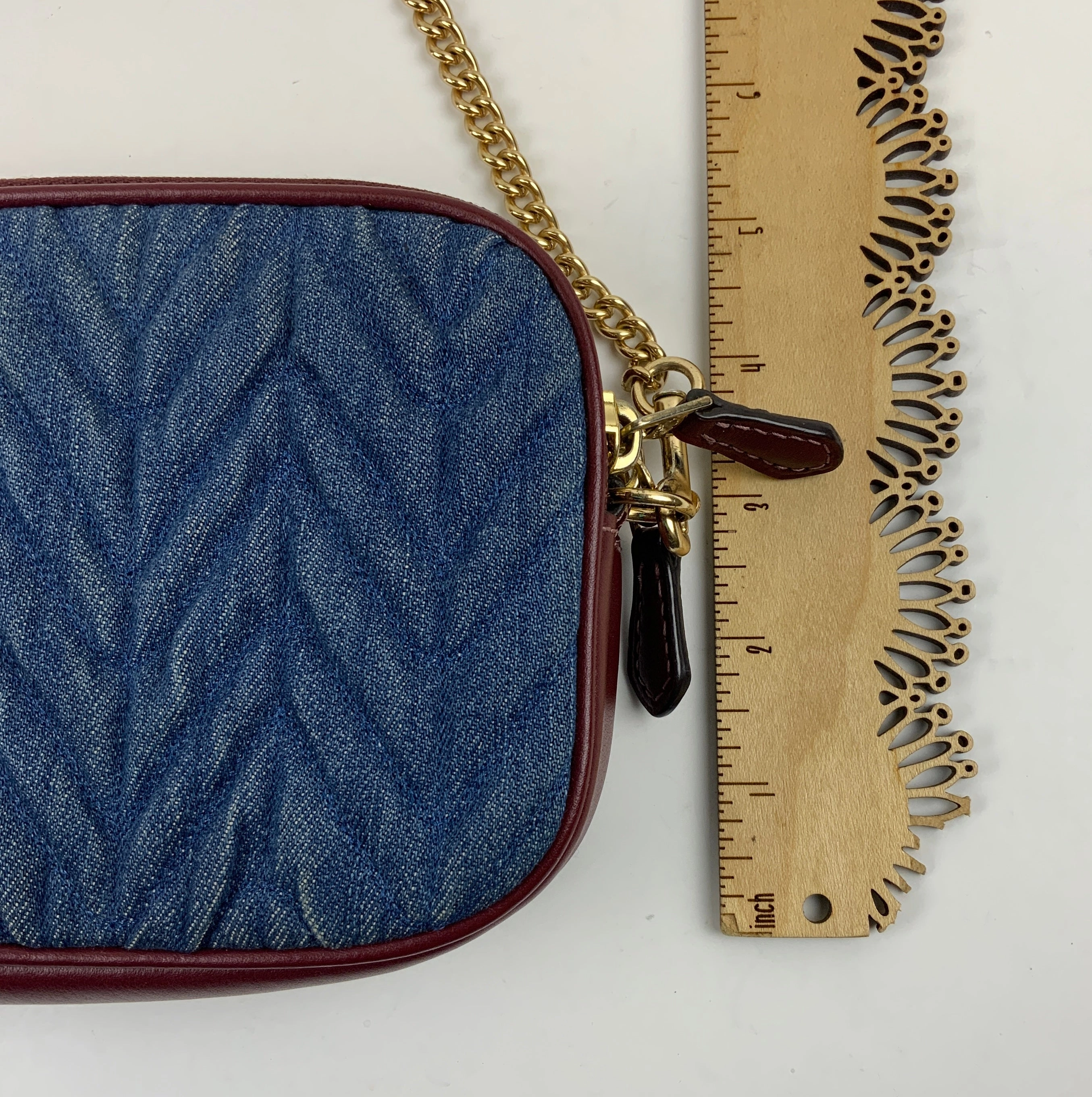 Crossbody Designer By Coach In Blue Denim, Size:Small