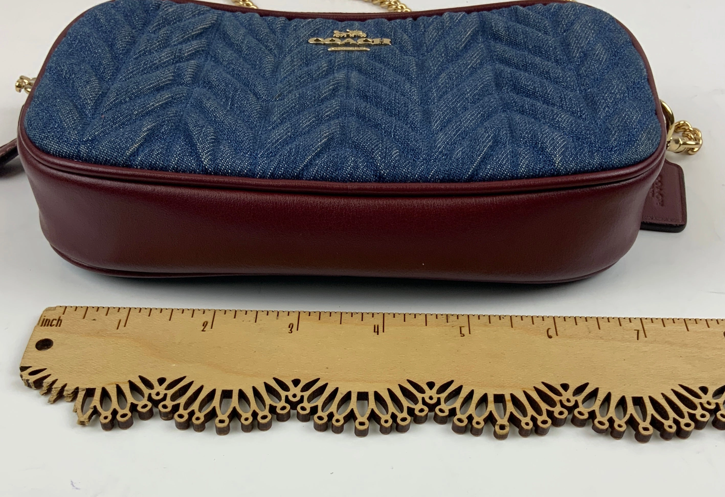 Crossbody Designer By Coach In Blue Denim, Size:Small
