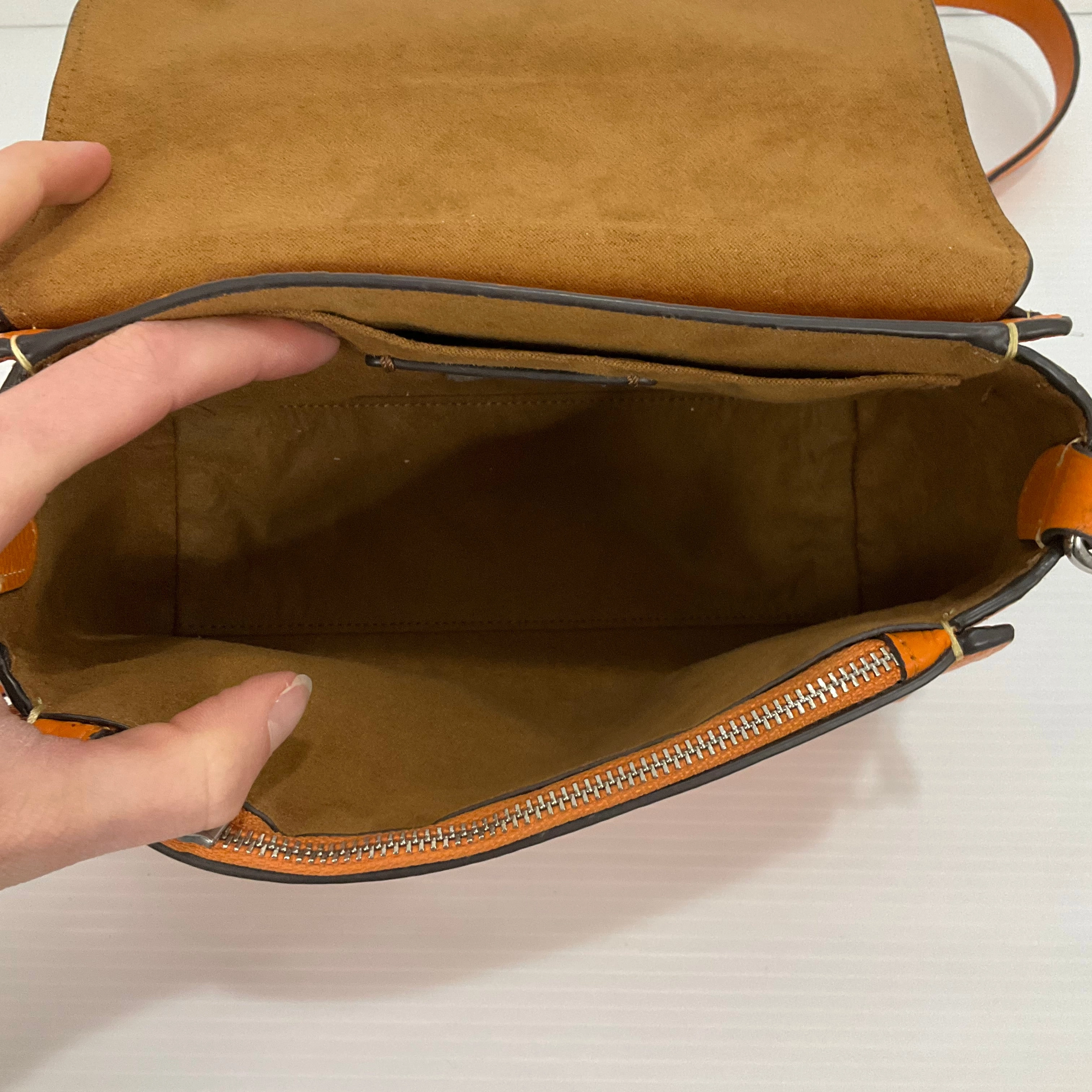 Crossbody Designer By Coach In Orange, Size:Small