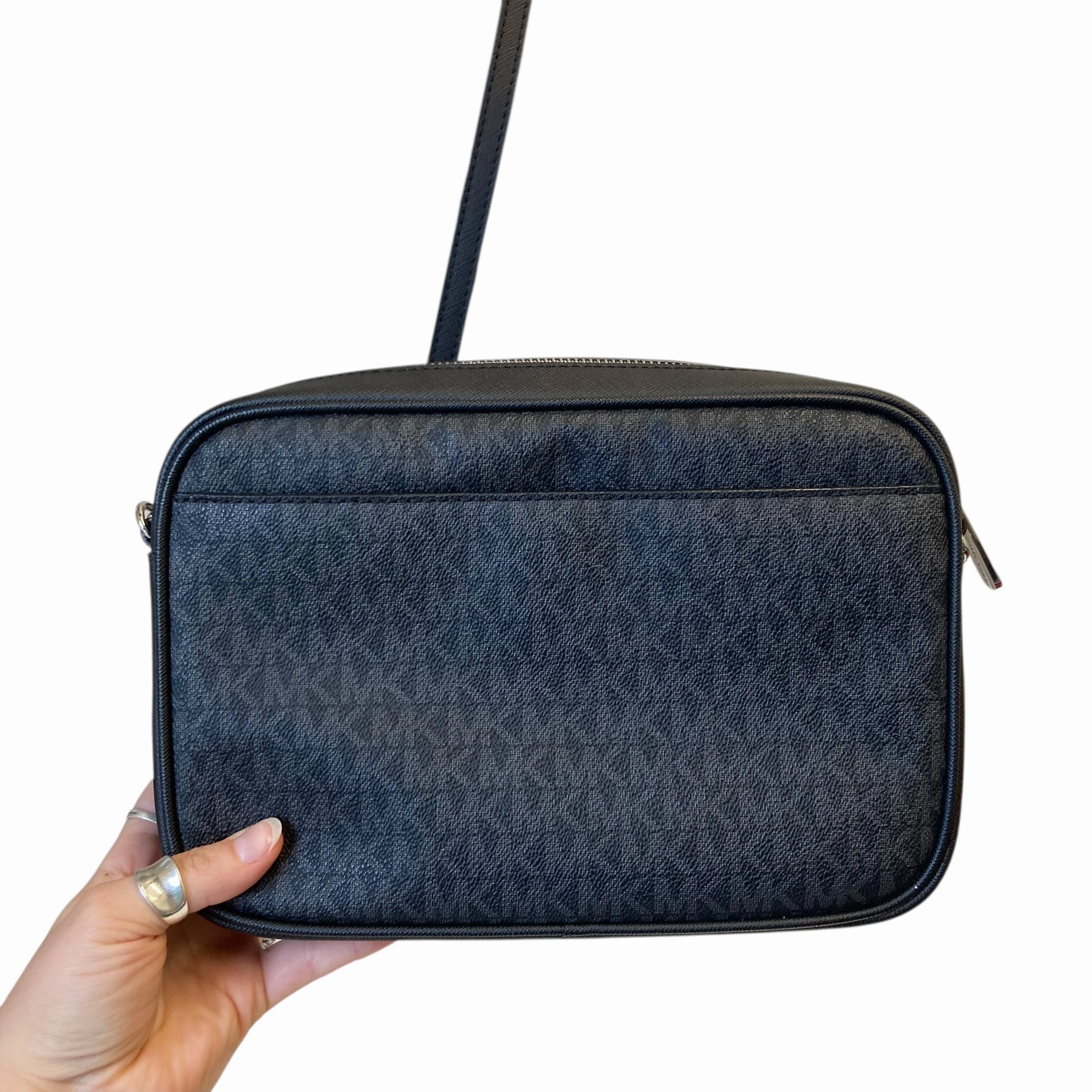 Crossbody Designer By Michael Kors In Black & White, Size:Medium