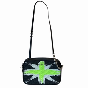 Crossbody Designer By Michael Kors In Black & White, Size:Medium