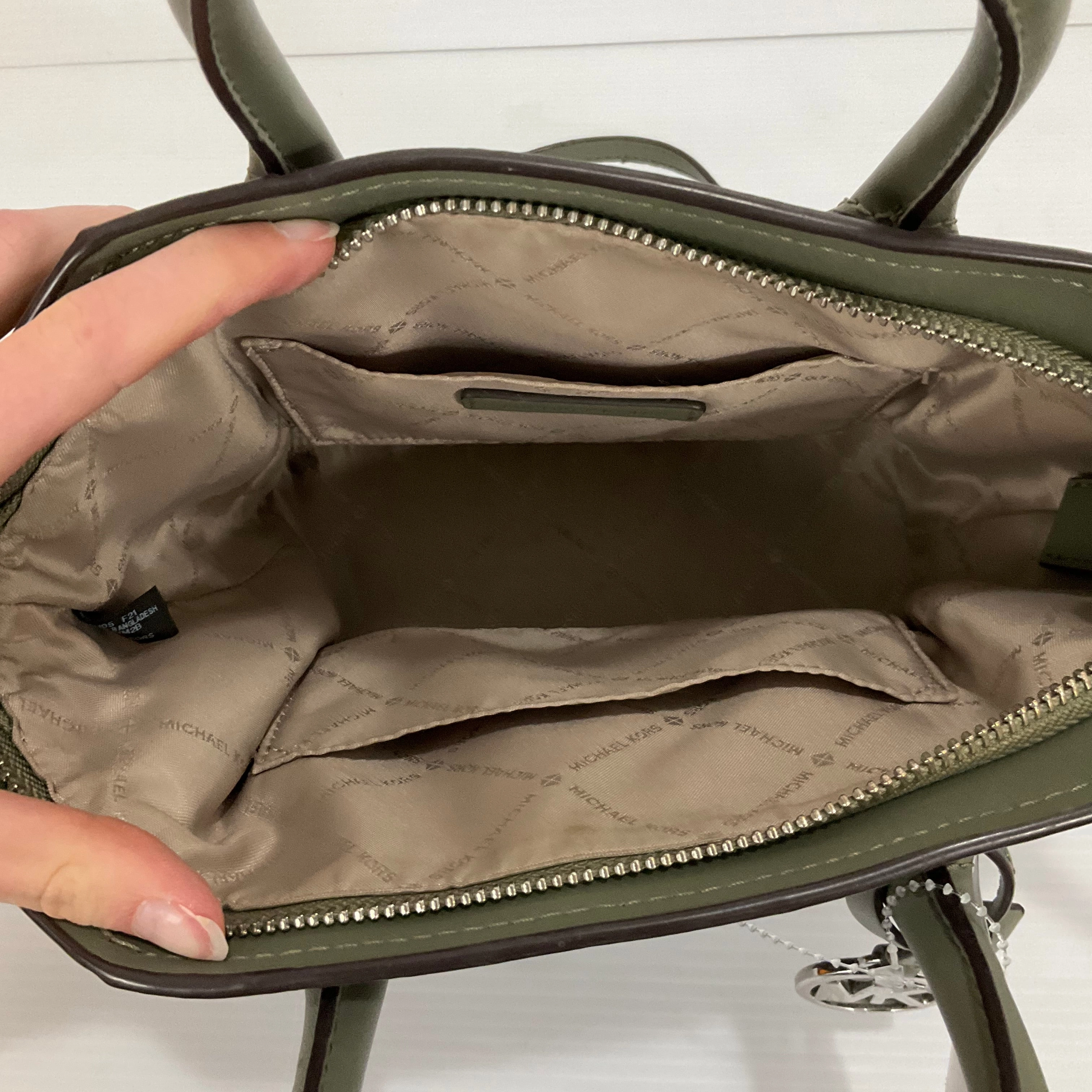 Crossbody Designer By Michael Kors In Brown & Green, Size:Medium