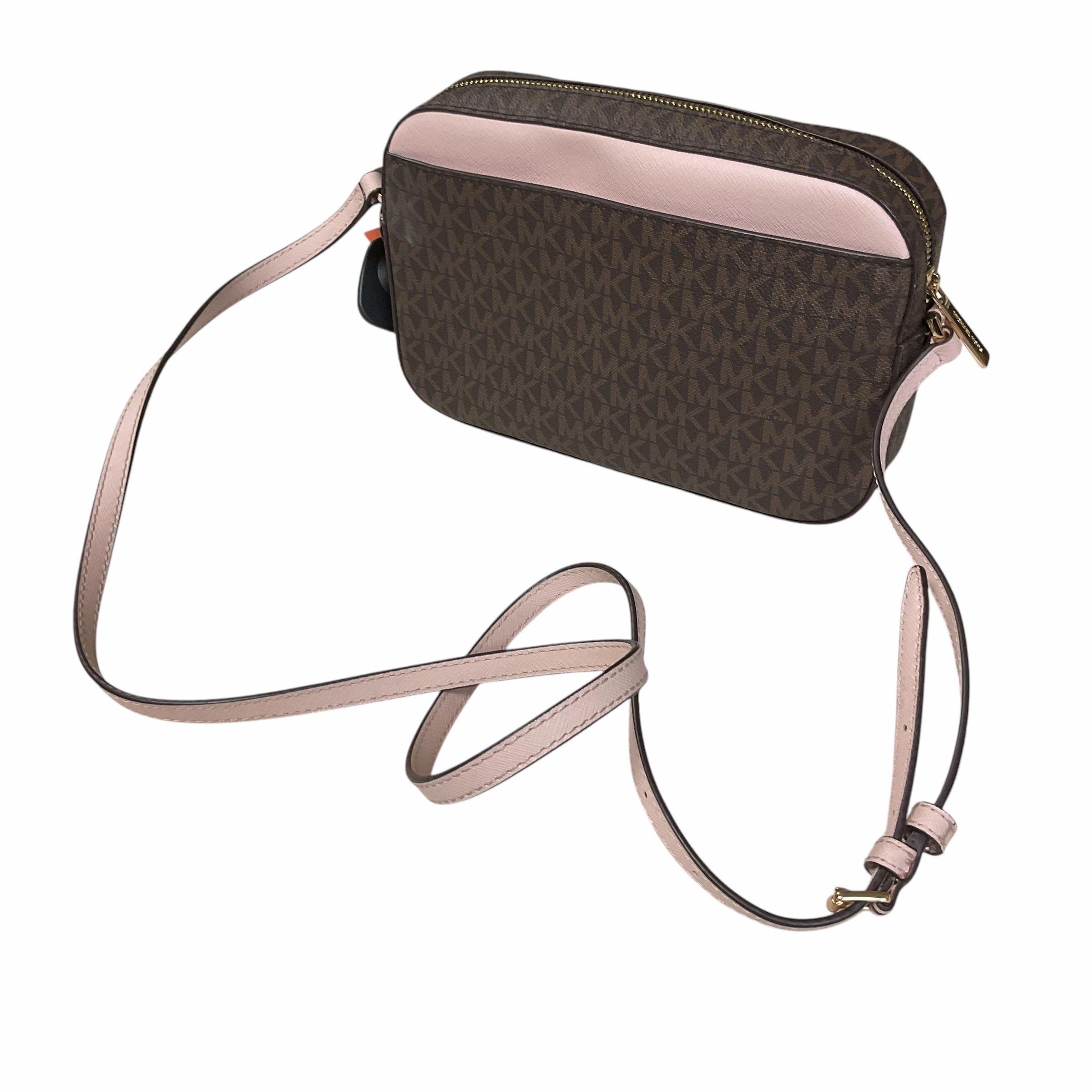 Crossbody Designer By Michael Kors In Brown & Pink, Size:Small