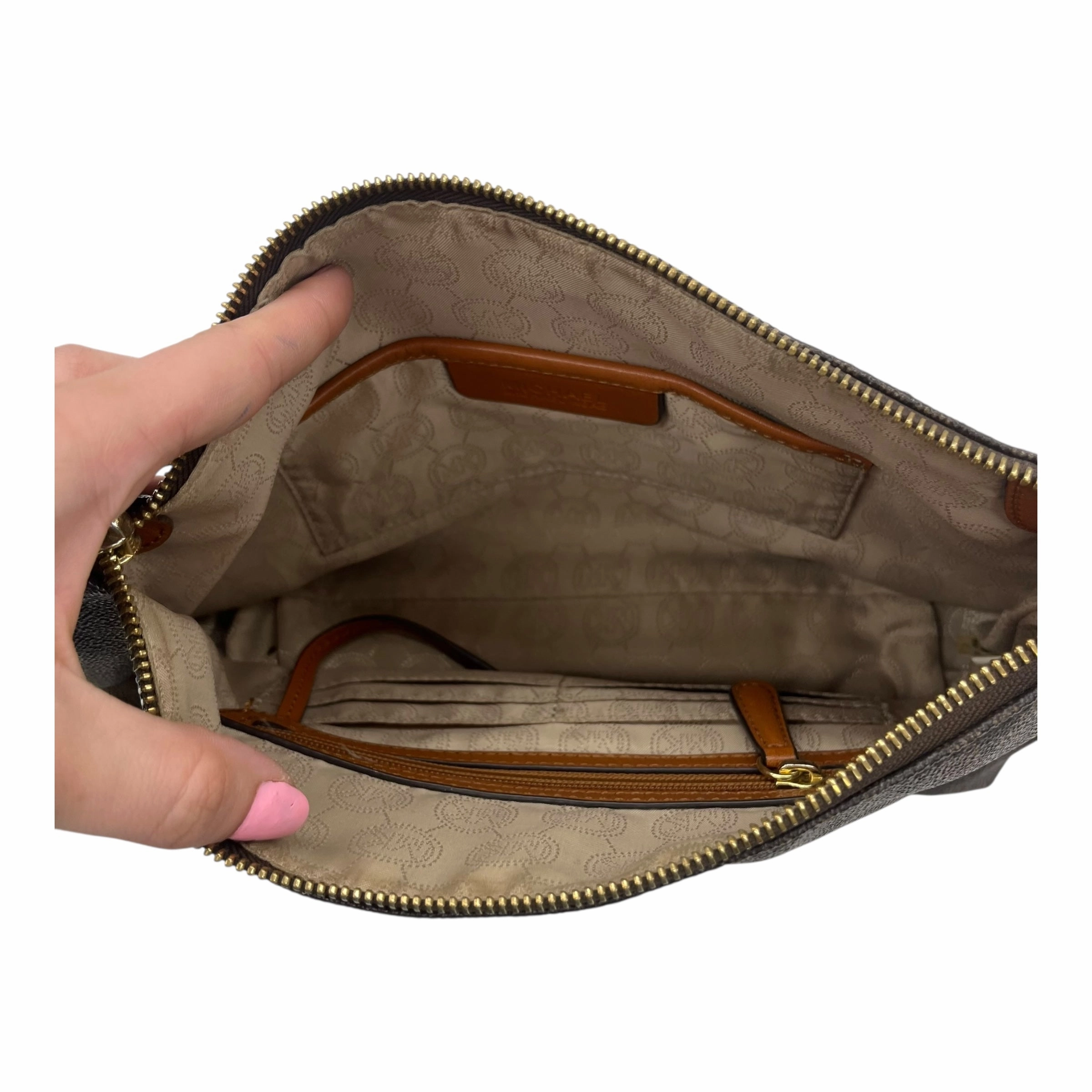 Crossbody Designer By Michael Kors In Brown, Size:Medium