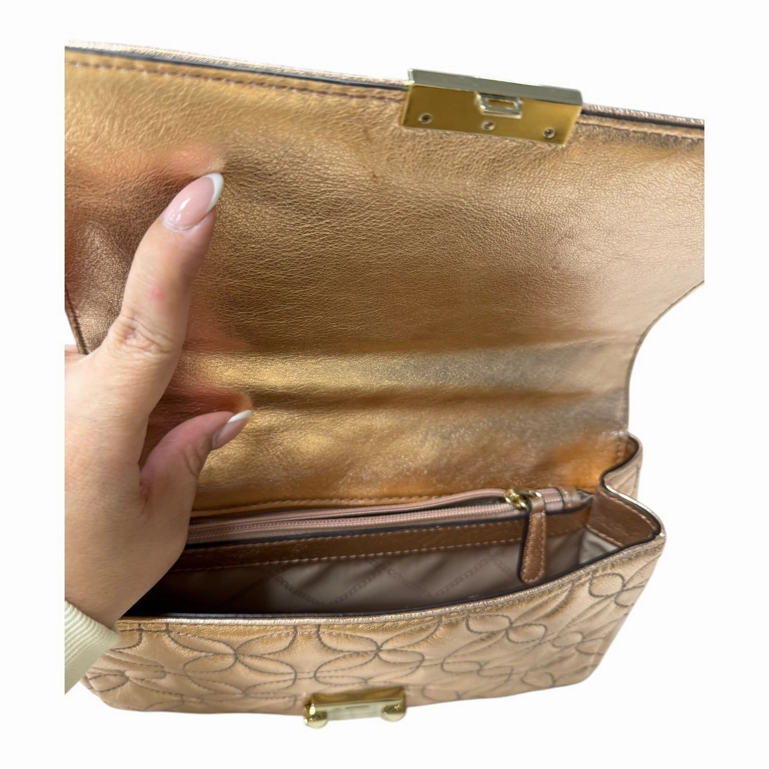 Crossbody Designer By Michael Kors In Rose Gold, Size:Medium