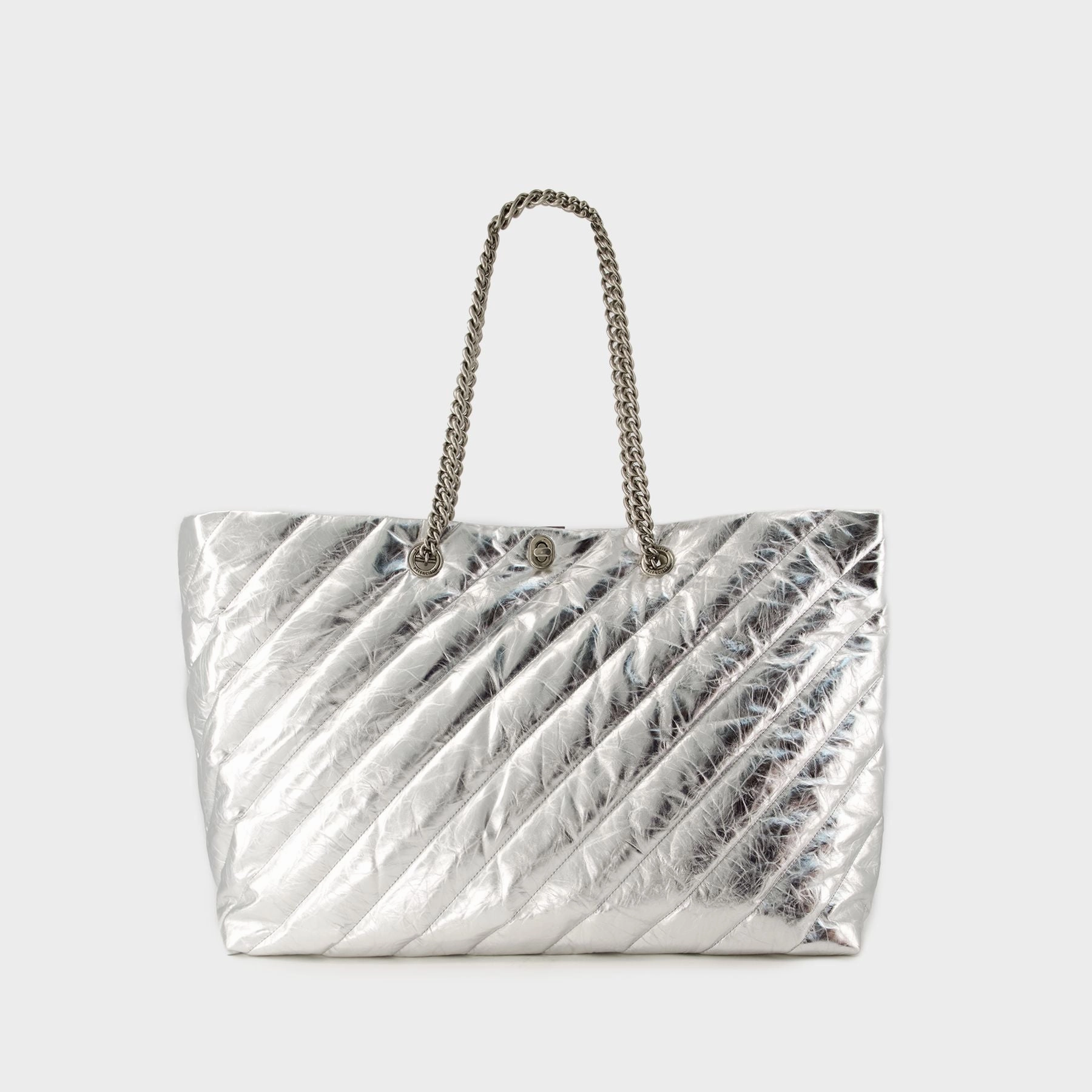 Crush Carry All L Shopper Bag - Balenciaga - Leather - Silver