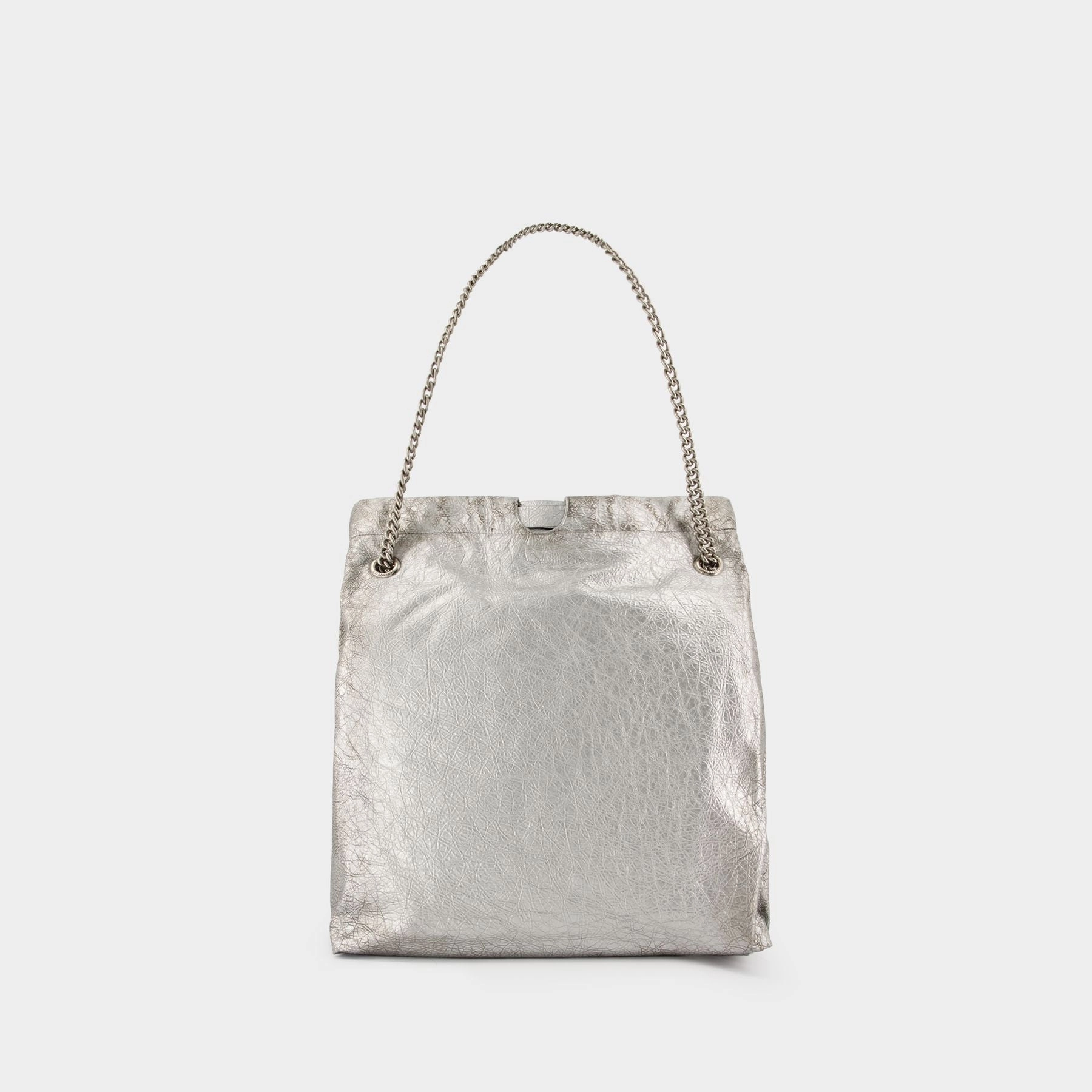 Crush Tote M Shoulder Bag - Balenciaga - Leather - Silver