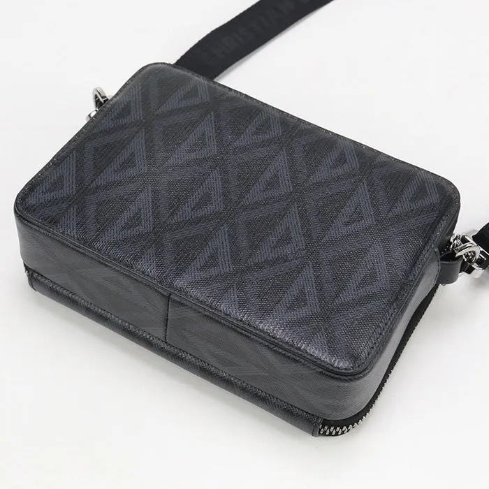 Dior 2ESBC119DCO Shoulder Bag CD diamond Zip Pouch with Strap PVC black mens(Unisex)