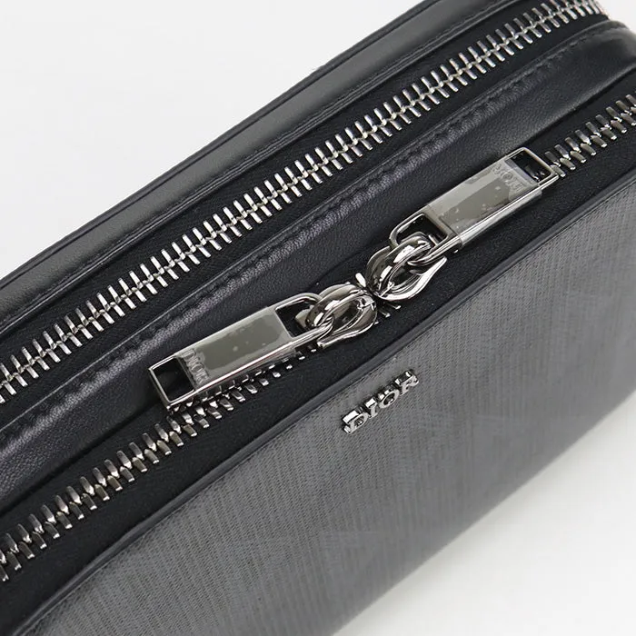 Dior 2ESBC119DCO Shoulder Bag CD diamond Zip Pouch with Strap PVC black mens(Unisex)