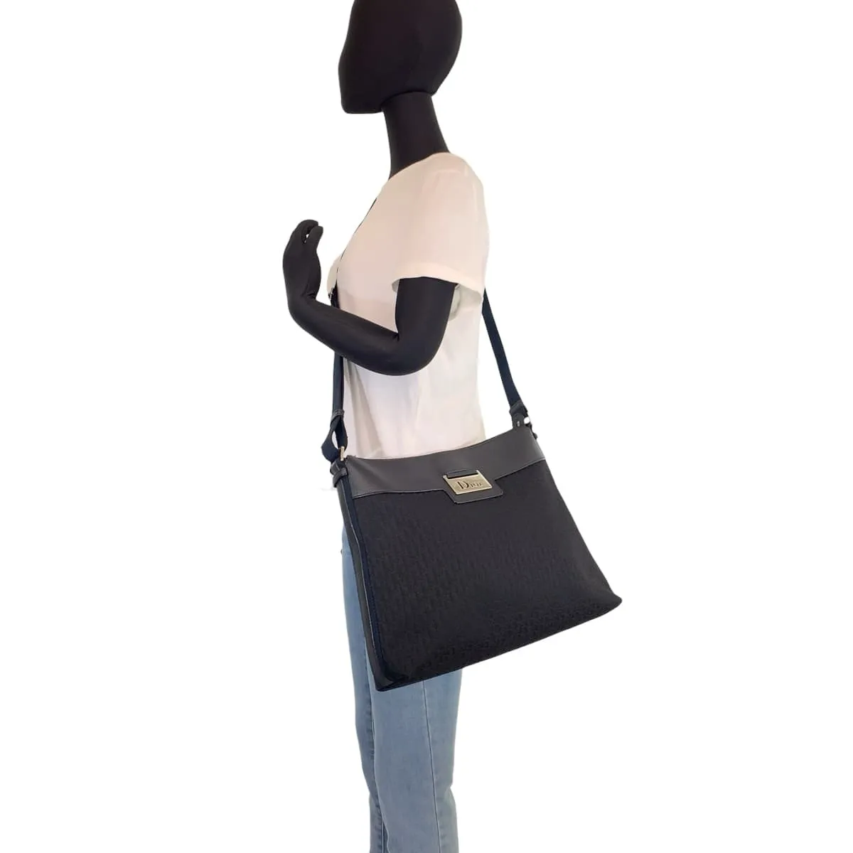 Dior Shoulder Bag Canvas, Leather Black SilverMetal Shoulder back shoulder bag Trotter Oblique Women Used