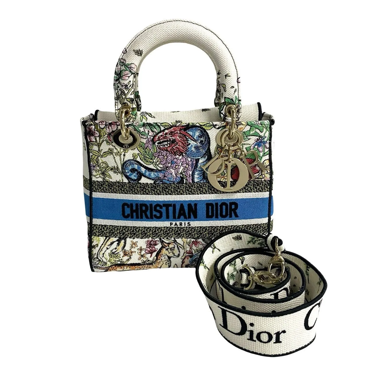 Dior Shoulder Bag canvas white Lady Delight Women Used